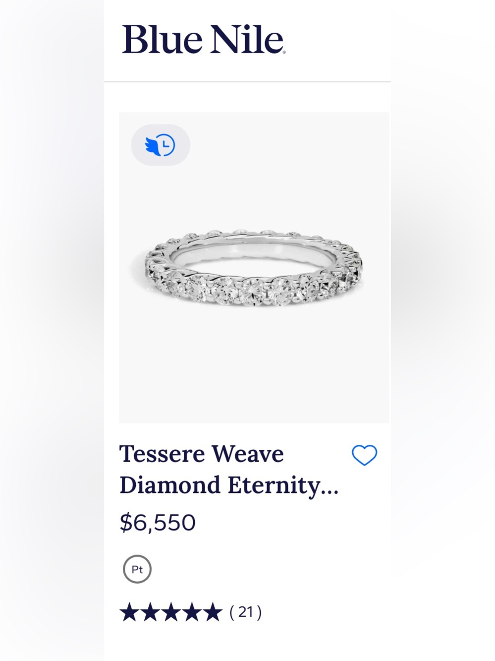 Platinum $6550. Blue Nile Diamond Eternity Band Ring - Picture 16 of 16